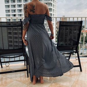 Off shoulder floral maxi dress